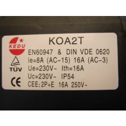 KEDU Motorstarter KOA2T, 1~ bis 3kW, Thermoschalter Anschluss, f&uuml;r Kreiss&auml;ge