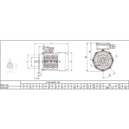 EMK Elektromotor Drehstrom 0,09kW 1500/min Welle 9mm 56 B14(80mm Flansch)