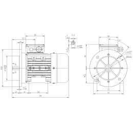 EMK Elektromotor Drehstrom 0,37kW 1000/min Welle 19mm 80 B35(Fu&szlig;+Flansch) IE2