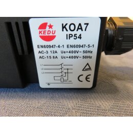 KEDU Geräteschalter KEDU KOA7 ersetzt DKLD DZ08-3, 3~ für Kreissäge 400V