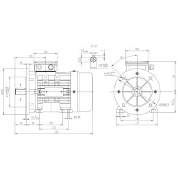 EMK Elektromotor Drehstrom 0,75kW 1000/min Welle 24mm 90S B35(Fu&szlig;+Flansch), IE3