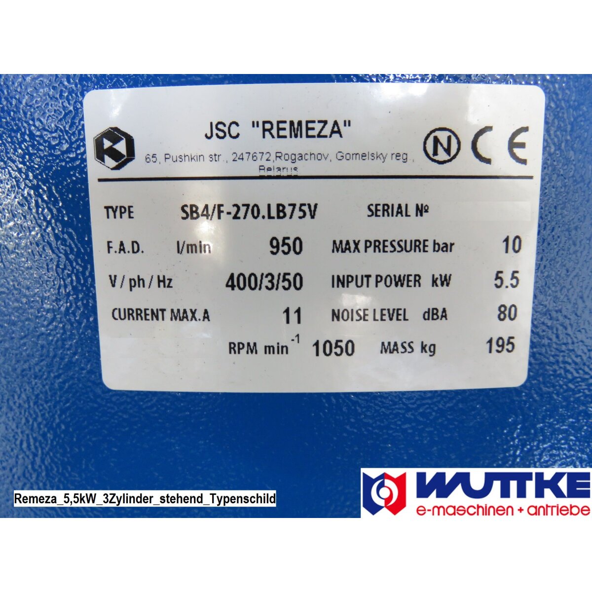 580 l/min Remeza Druckluft Kompressor 3 kW/400 Volt/10 bar/ 90 l Liter Kessel-V 