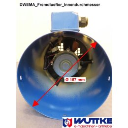 DWEMA Fremdl&uuml;fter 1~ 230V f&uuml;r Elektromotor Drehstrom ABM-D / EMK passend, Bg. 80