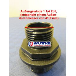 Doppelnippel Kunststoff, reduziert 2x Außengewinde AG/AG 1 1/2 - 1 1/4 Zoll BSP