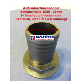 Schlauchtülle Kunststoff Außengewinde AG 1 1/4 Zoll BSP - 1 Zoll Tülle (25mm)