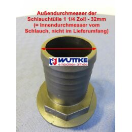 Schlauchtülle Kunststoff Außengewinde AG 1 1/4 Zoll BSP- 1 1/4 Zoll Tülle (32mm)