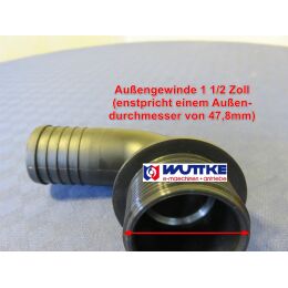 Schlauchtülle Kunststoff Bogen 90Grad AG 1 1/2 Zoll BSP- 1 1/2 Zoll Tülle (38mm)