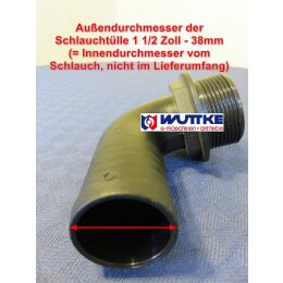 Schlaucht&uuml;lle Kunststoff Bogen 90Grad AG 1 1/2 Zoll BSP- 1 1/2 Zoll T&uuml;lle (38mm)