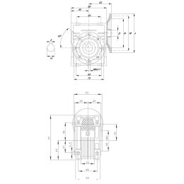 Schneckengetriebe Größe 30 i=7,5 mit einseitiger Abtriebswelle und Motoranbauflansch IEC63 B14