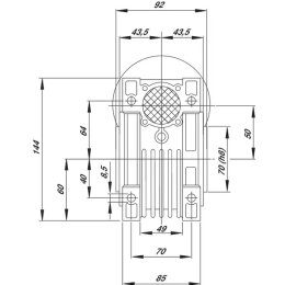 Schneckengetriebe Größe 25 i=50 Motoranbauflansch IEC71 B14 105mm