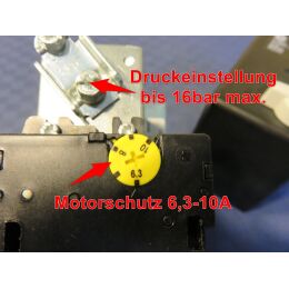 CONDOR Druckschalter MDR3/16 11-14bar mit Motorschutz 6,3-10A + Entlastungsventil