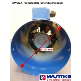 DWEMA Fremdlüfter 1~ 230V für Elektromotor Drehstrom ABM-D / EMK passend, Bg.160