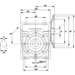 Schneckengetriebe Größe 25-A i=15...