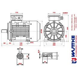 DWEMA Elektromotor Drehstrom 2,2kW 1500/min Welle 28mm 100L B3(Fuß) IE3