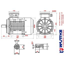 DWEMA Elektromotor Drehstrom 5,5kW 3000/min Welle 28mm 112M B3(Fuß) IE3 prog.